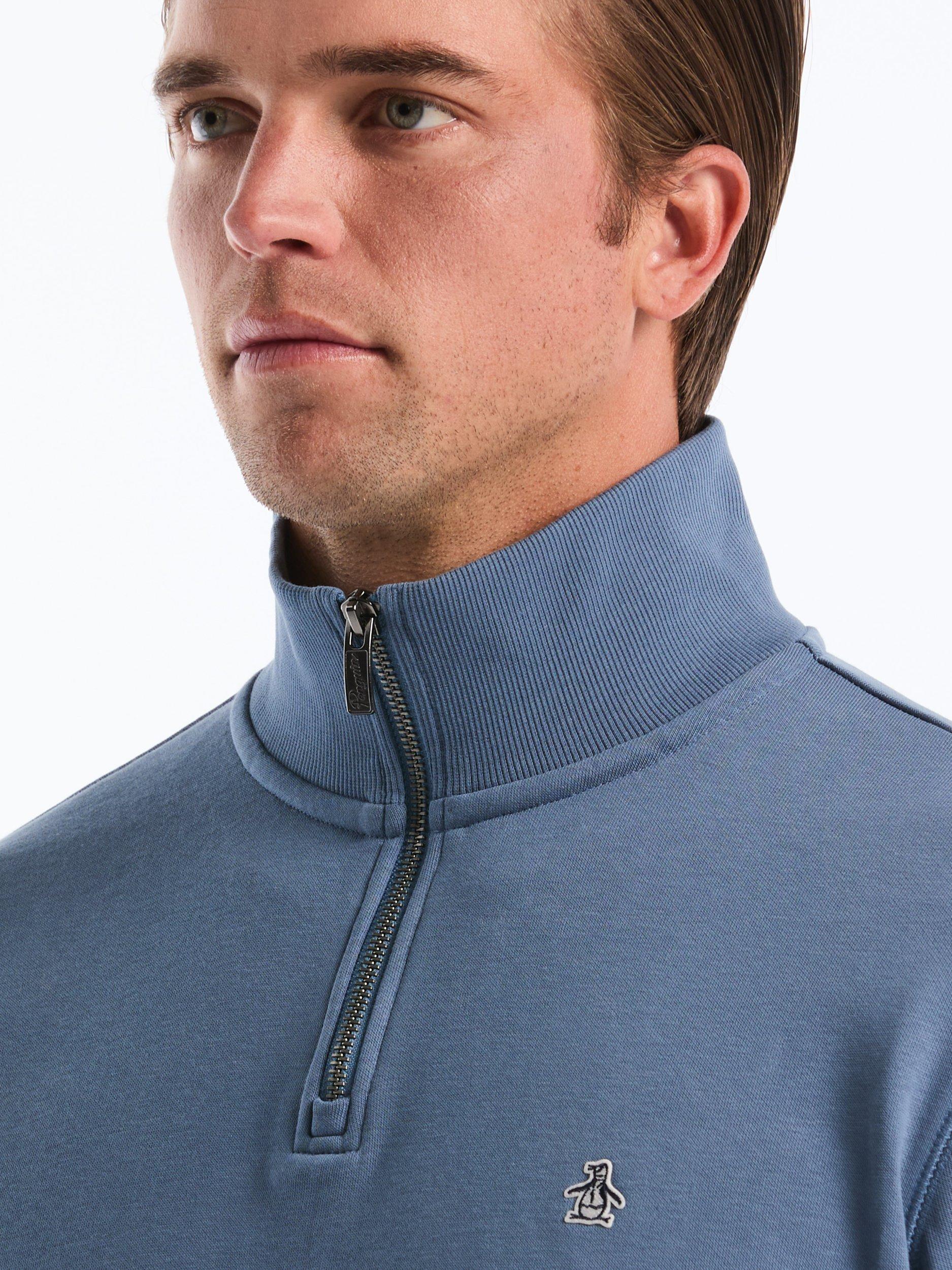 Product image 3 of 5, which shows Original Penguin Cotton Blend Quarter-Zip Sweatshirt, Blue, L