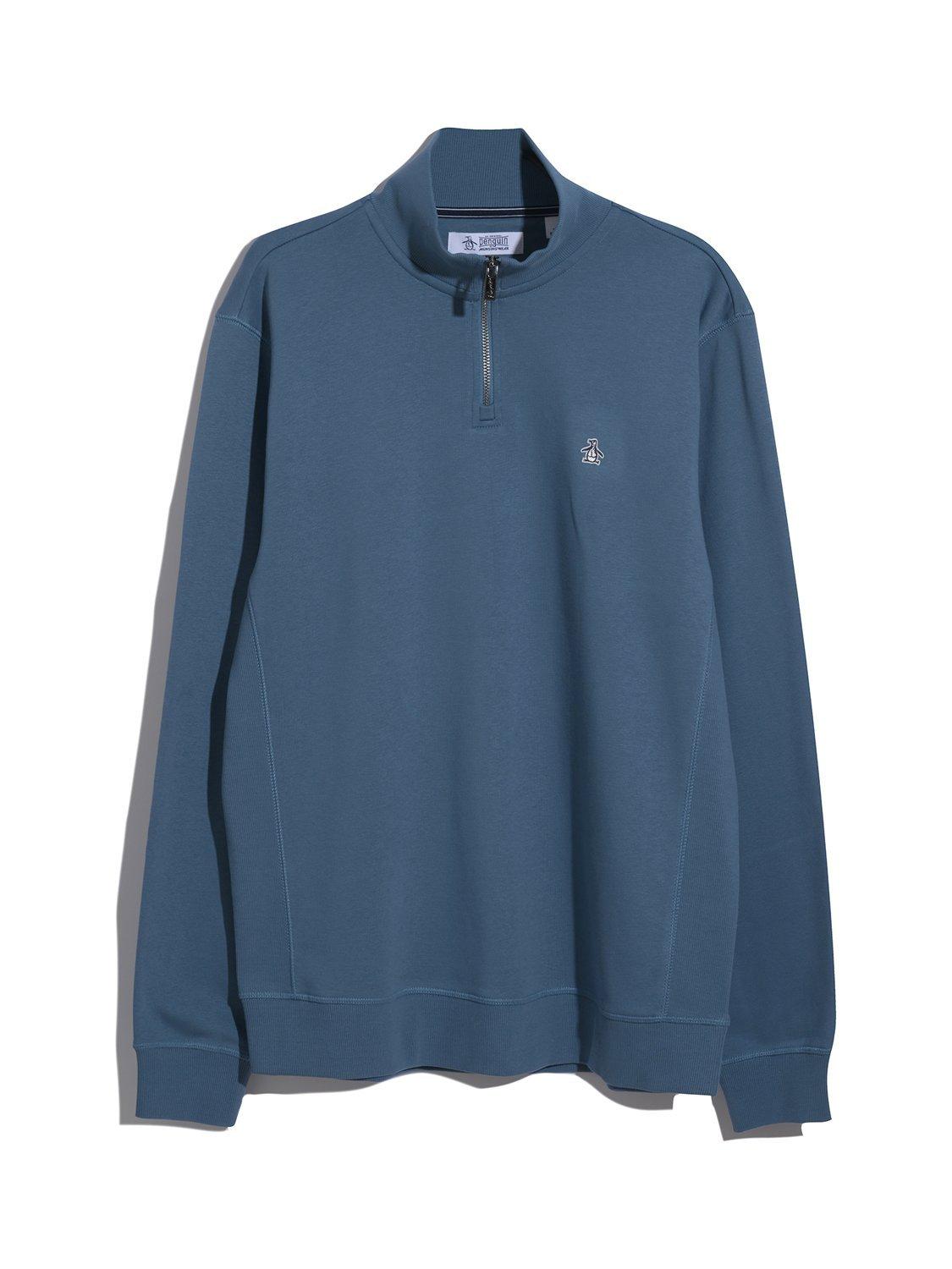 Product image 4 of 5, which shows Original Penguin Cotton Blend Quarter-Zip Sweatshirt, Blue, L