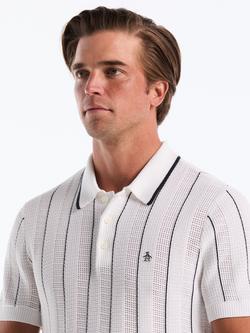 Original Penguin Vertical Stripe Polo Shirt, Navy/Multi - view 2, Bright White/Multi