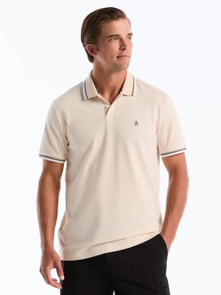 Original Penguin Sticker Pete Cotton Blend Regular Fit Tipped Polo Shirt, Birch