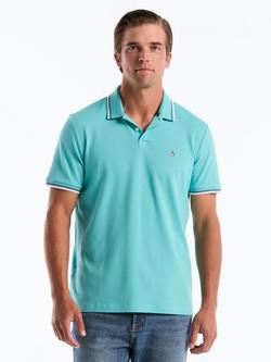 Original Penguin Sticker Pete Cotton Blend Regular Fit Tipped Polo Shirt, Aquarelle