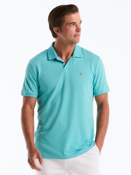Original Penguin Daddy 2.0 Cotton Blend Regular Fit Short Sleeve Polo Shirt, Aquarelle