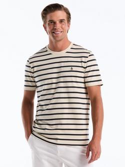 Original Penguin Breton Stripe Cotton T-Shirt, Birch/Black