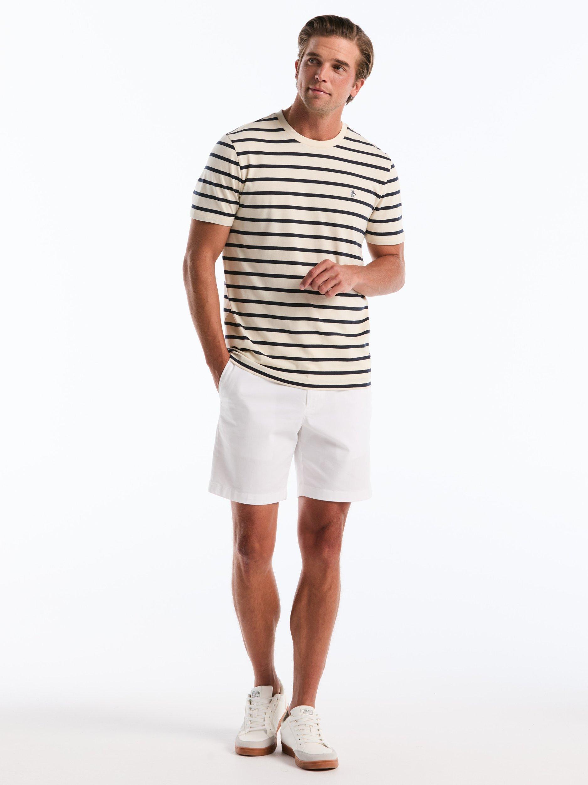 Product image 2 of 5, which shows Original Penguin Breton Stripe Cotton T-Shirt, Birch/Black, XXL
