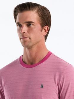 Original Penguin Cotton Blend Regular Fit Jacquard Textured T-Shirt, Pink - view 2, Pink