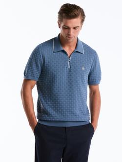 Original Penguin Cotton Regular Fit Links Stitch Polo Shirt, Blue