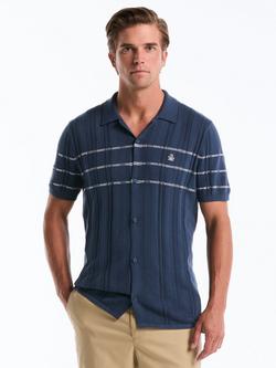 Original Penguin Cotton Regular Fit Textured Stripe Shirt, Sargasso Sea, Sargasso Sea