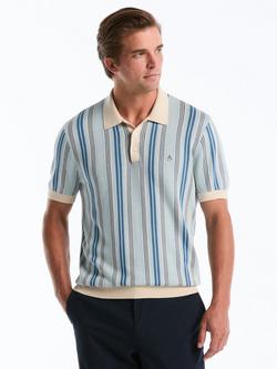 Original Penguin Vertical Stripe Short Sleeve Jersey Polo Top, Blue/Birch, Blue/Birch