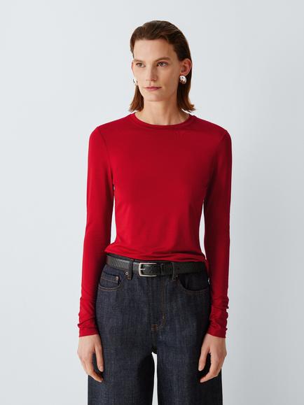 J. Lewis Long Sleeve Jersey Top, Red, Red