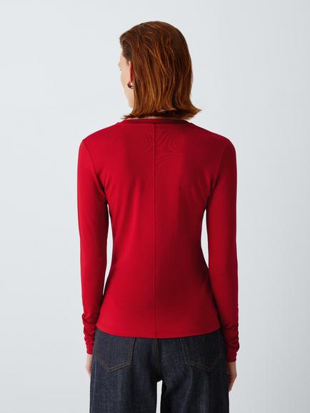 J. Lewis Long Sleeve Jersey Top, Red - view 2, Red