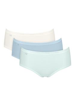 sloggi Basic Midi Knickers, Pack of 3, Light Blue, Light Blue