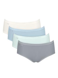 sloggi Basic + Midi Briefs, Pack of 4, Blue/Green/Grey/Cream