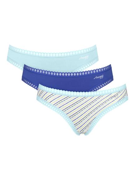 sloggi GO Crush Mini Knickers, Pack of 3, Light Blue/Multi