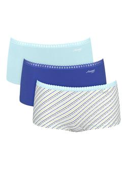 sloggi GO Crush Short Knickers, Pack of 3, Blue/Multi, Aqua/Multi