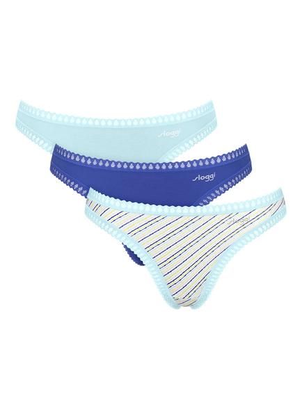 sloggi GO Crush Thong, Pack of 3, Blue/Multi