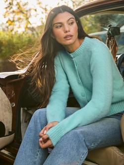 Ro&Zo Crew Neck Brushed Knit Cardigan, Mint - view 2, Mint