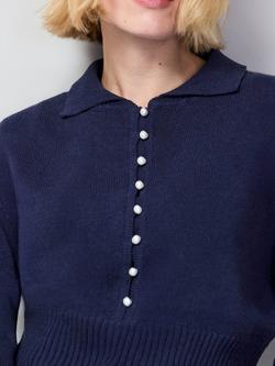 Ro&Zo Pearl Button Cardigan, Blue - view 2, Blue