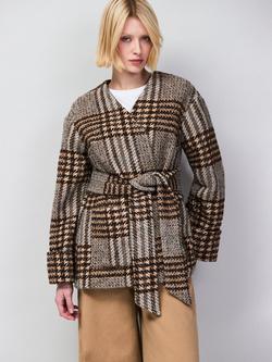 Ro&Zo Heritage Check Belted Coat, Brown, Brown