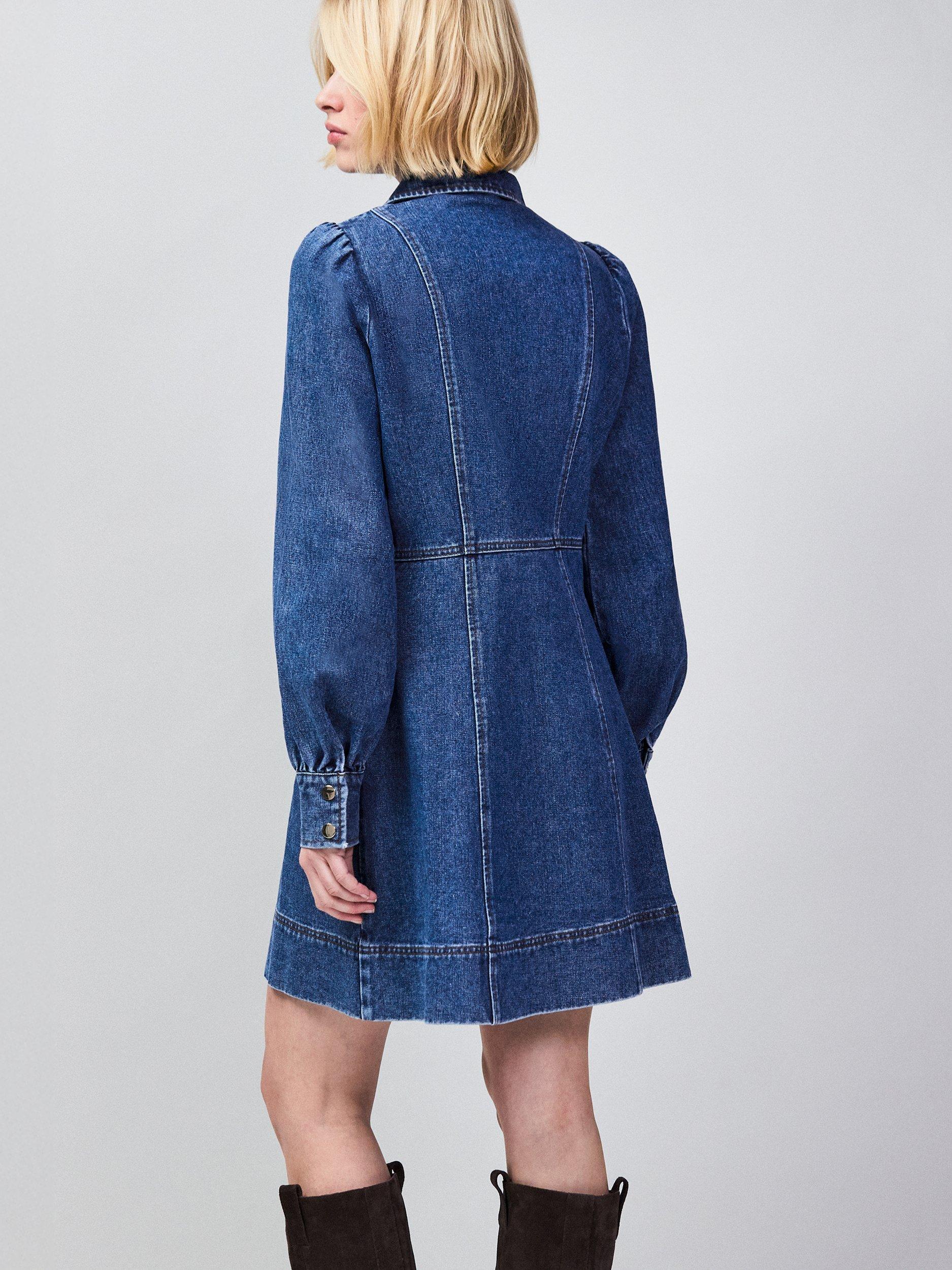 Product image 7 of 7, which shows Ro&Zo Zip Front Denim Mini Dress, Blue, 6
