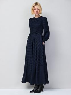 Ro&Zo Check Shirred Bodice Dress, Blue, Blue