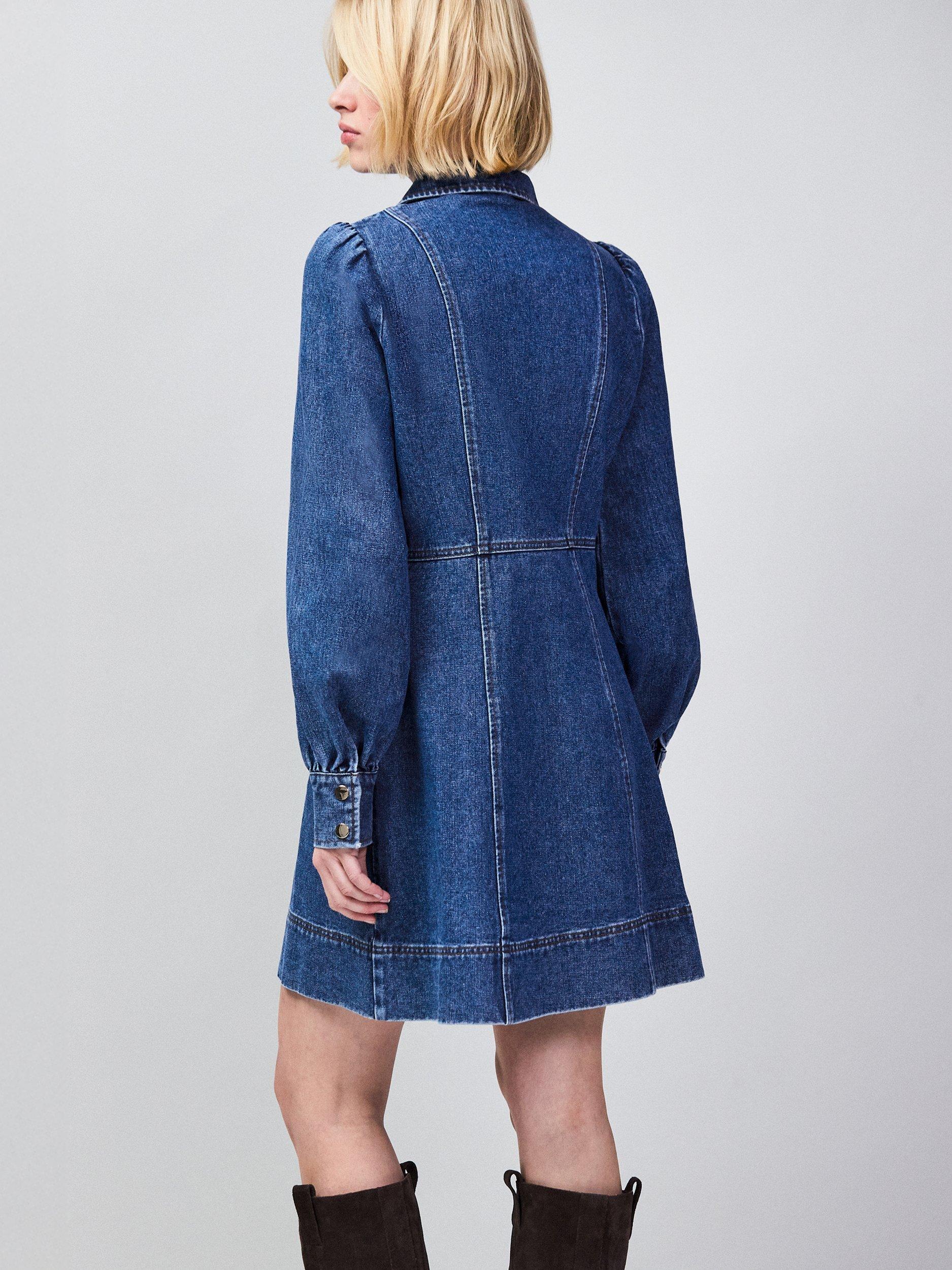 Product image 7 of 7, which shows Ro&Zo Petite Zip Front Denim Mini Dress, Blue, 6Pt