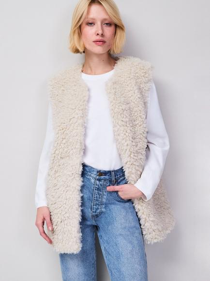 Ro&Zo Faux Fur Longline Gilet, Natural, Natural
