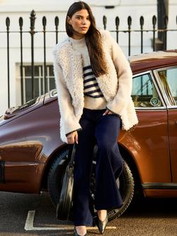 Ro&Zo Faux Fur Longline Gilet, Natural - view 2, Natural