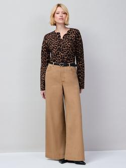 Ro&Zo Petite High Rise Wide Leg Jeans, Camel, Camel