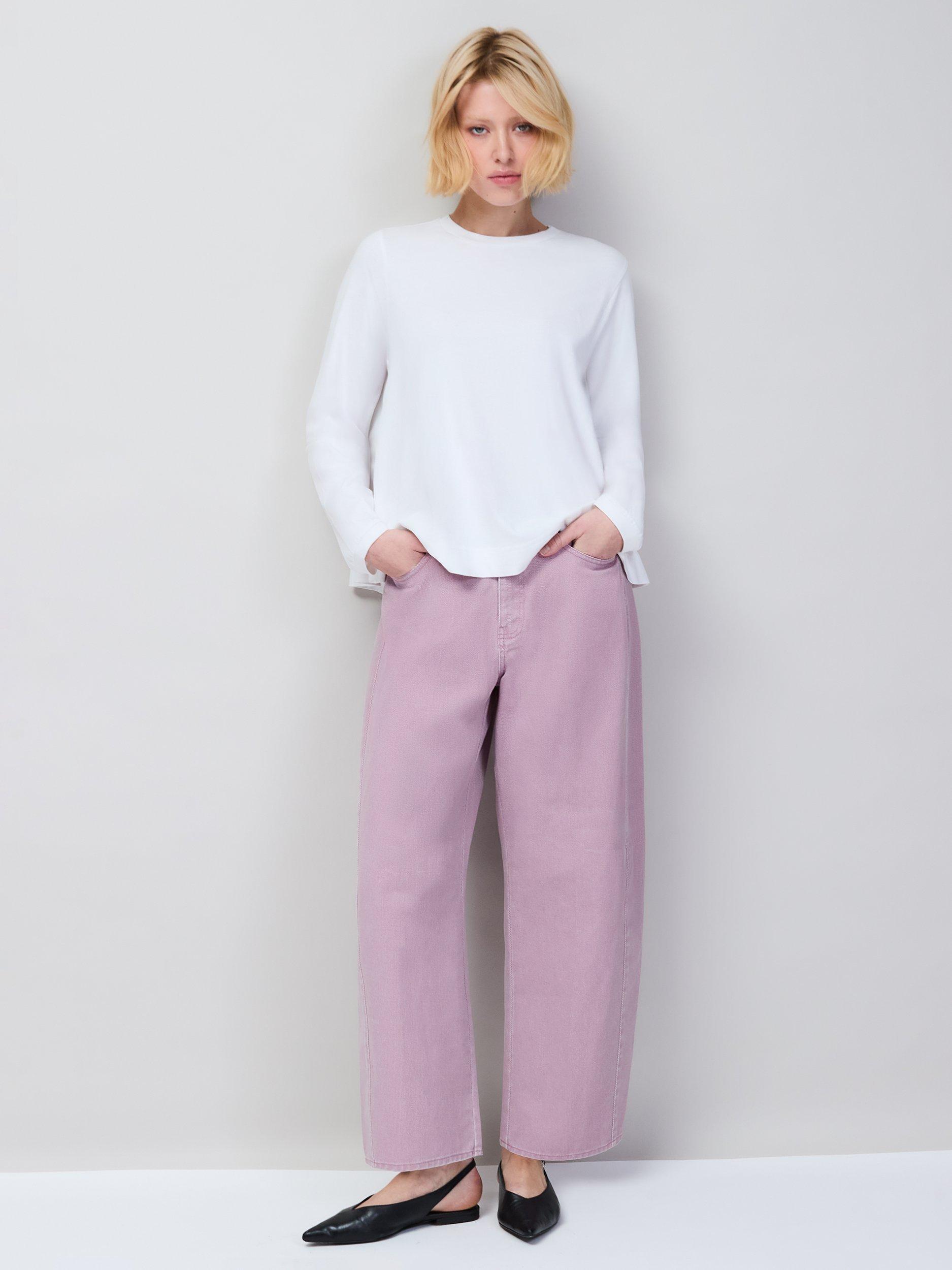 Product image 1 of 5, which shows Ro&Zo Barrel Leg Jeans, Pink, 6