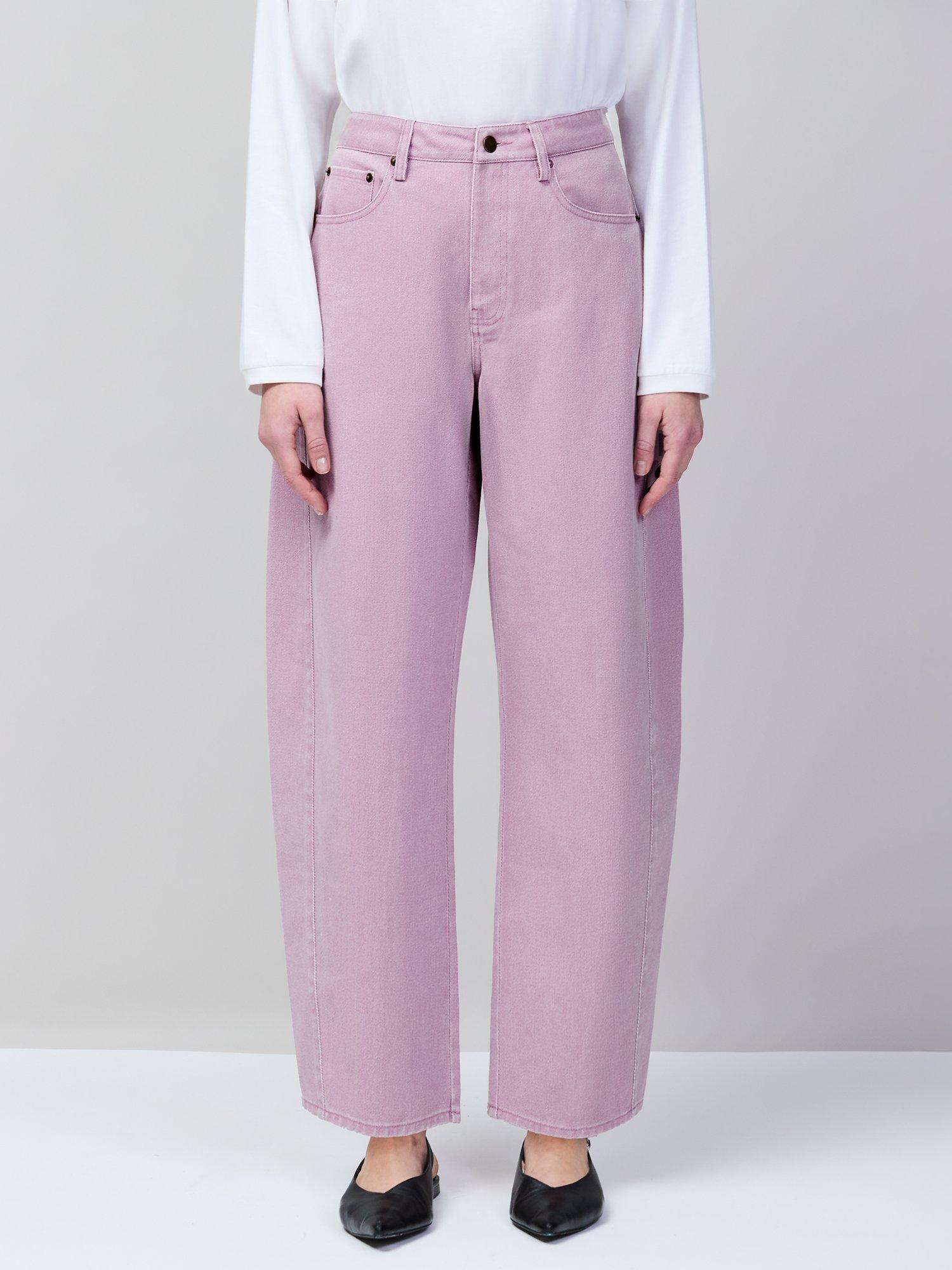 Product image 2 of 5, which shows Ro&Zo Barrel Leg Jeans, Pink, 6
