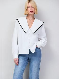 Ro&Zo Statement Collar Shirt, White - view 2, White