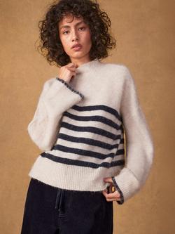 Ro&Zo Stripe Wool Rich Jumper, Natural, Natural