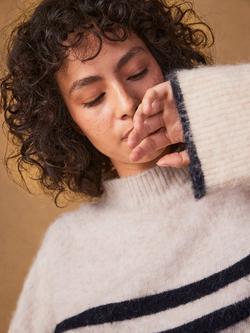 Ro&Zo Stripe Wool Rich Jumper, Natural - view 2, Natural