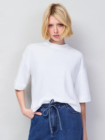 Ro&Zo Mock Neck T-Shirt, White, White