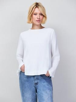 Ro&Zo High Low Hem Long Sleeve Top, White, White