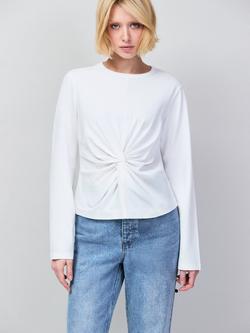 Ro&Zo Twist Front Long Sleeve Top, White, White