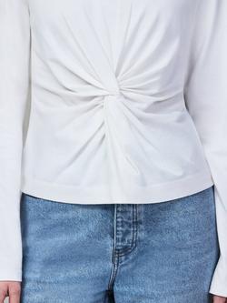 Ro&Zo Twist Front Long Sleeve Top, White - view 2, White