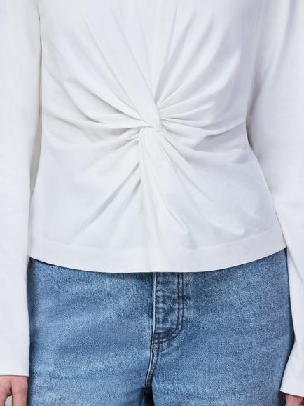 Ro&Zo Twist Front Long Sleeve Top, White - view 2, White