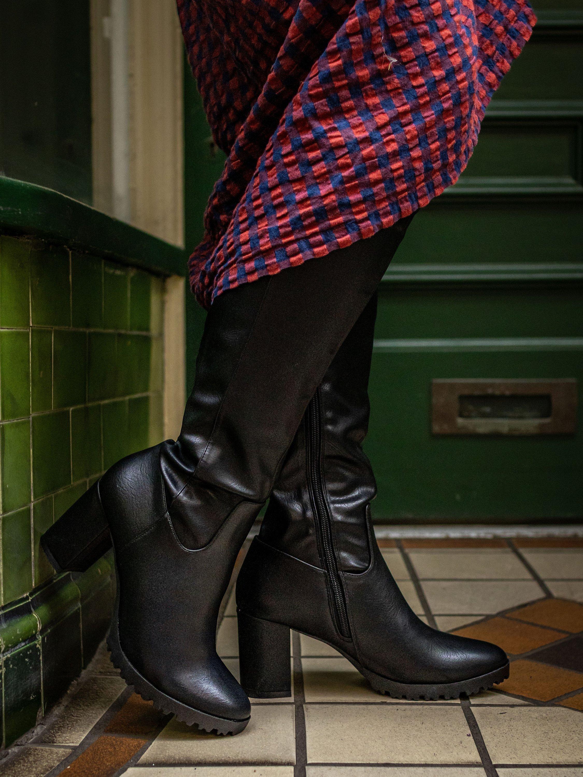 Product image 10 of 10, which shows V.GAN Vegan Edamame Knee High Boots, Black, 3