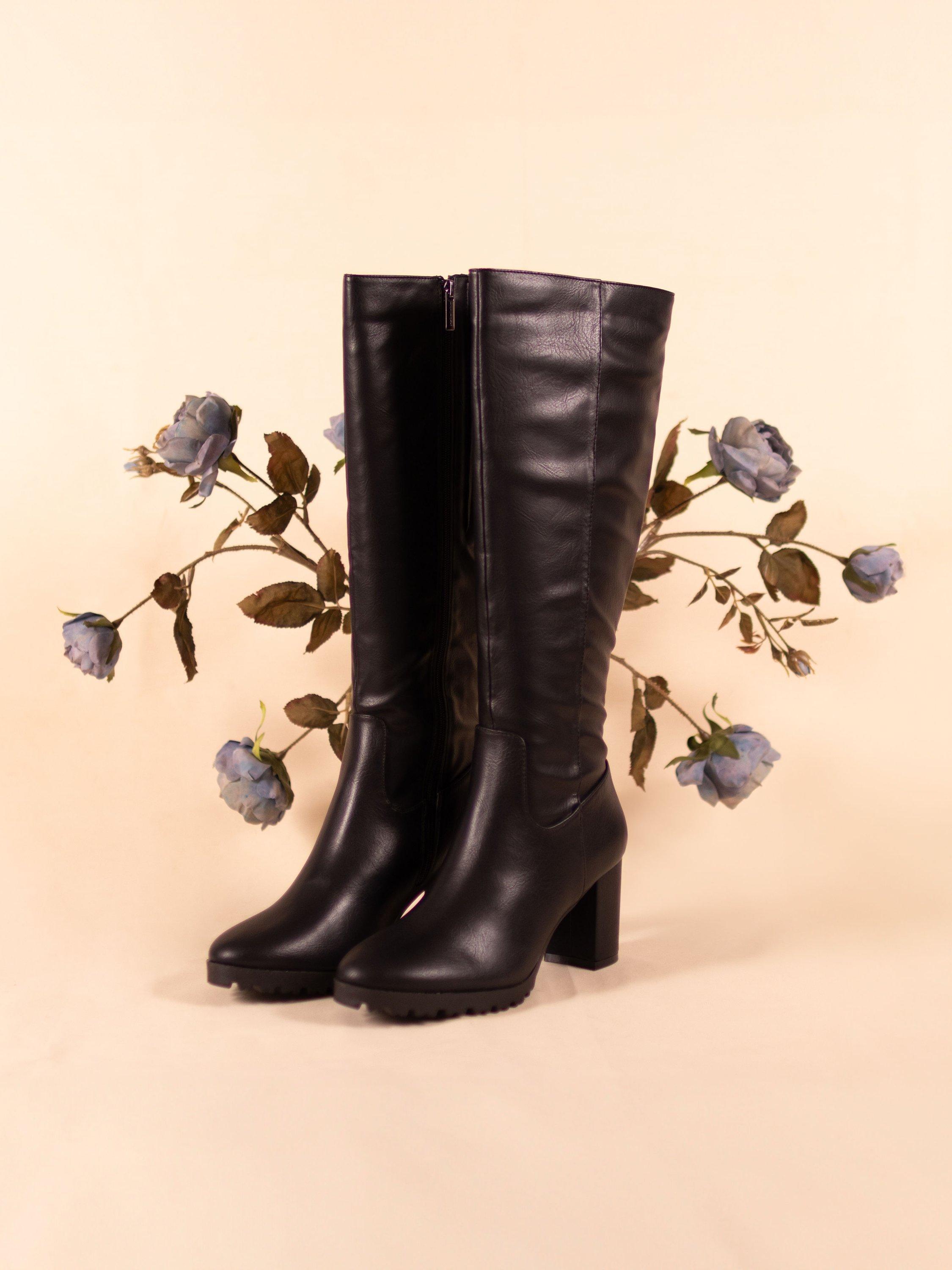 Product image 7 of 10, which shows V.GAN Vegan Edamame Knee High Boots, Black, 3