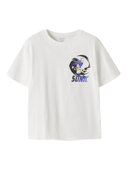 NAME IT Kids' Short Sleeve Sonic Graphic Print T-Shirt, Bright White, Bright White