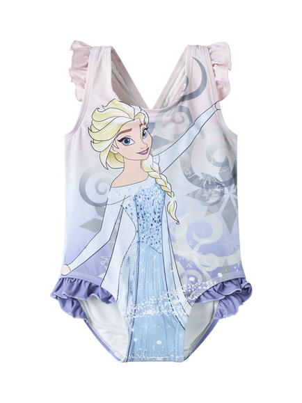 NAME IT Kids' Disney's Frozen Elsa Swimsuit, Purple Impression, Purple Impression
