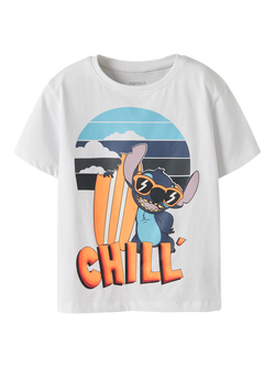 NAME IT Kids' Disney Stitch Chill T-Shirt, Bright White, Bright White