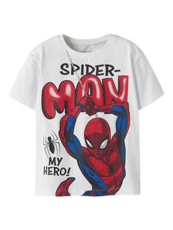 NAME IT Kids' Short Sleeve Spider-Man Print T-Shirt, Bright White, Bright White
