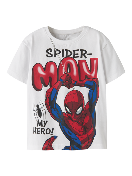 NAME IT Kids' Short Sleeve Spider-Man Print T-Shirt, Bright White, Bright White