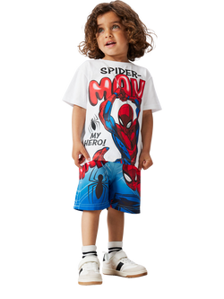 NAME IT Kids' Short Sleeve Spider-Man Print T-Shirt, Bright White - view 2, Bright White