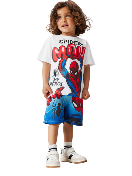 NAME IT Kids' Short Sleeve Spider-Man Print T-Shirt, Bright White - view 2, Bright White