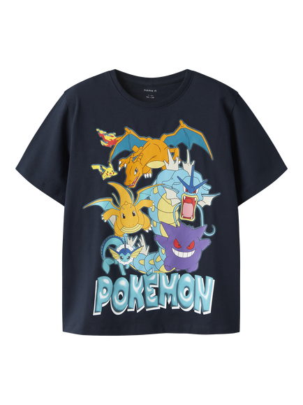 NAME IT Kids' Short Sleeve Pokémon Print T-Shirt, Navy Blazer, Navy Blazer