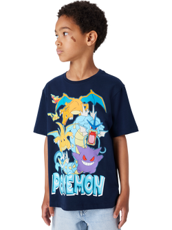 NAME IT Kids' Short Sleeve Pokémon Print T-Shirt, Navy Blazer - view 2, Navy Blazer