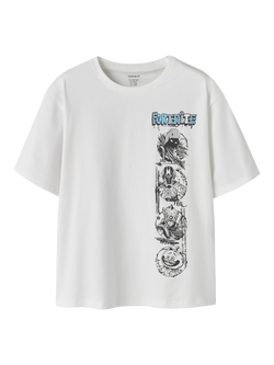NAME IT Kids' Short Sleeve Fortnite Print T-Shirt, Bright White, Bright White